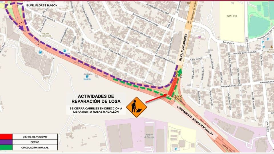 Se cerrará el cruce del bulevar Fundadores hacia Rosas Magallón. I FOTO: WEB
