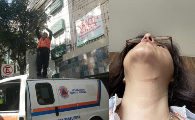 Ciclista casi es degollada por un cable suelto en Ciudad de México IFOTO: El Universal