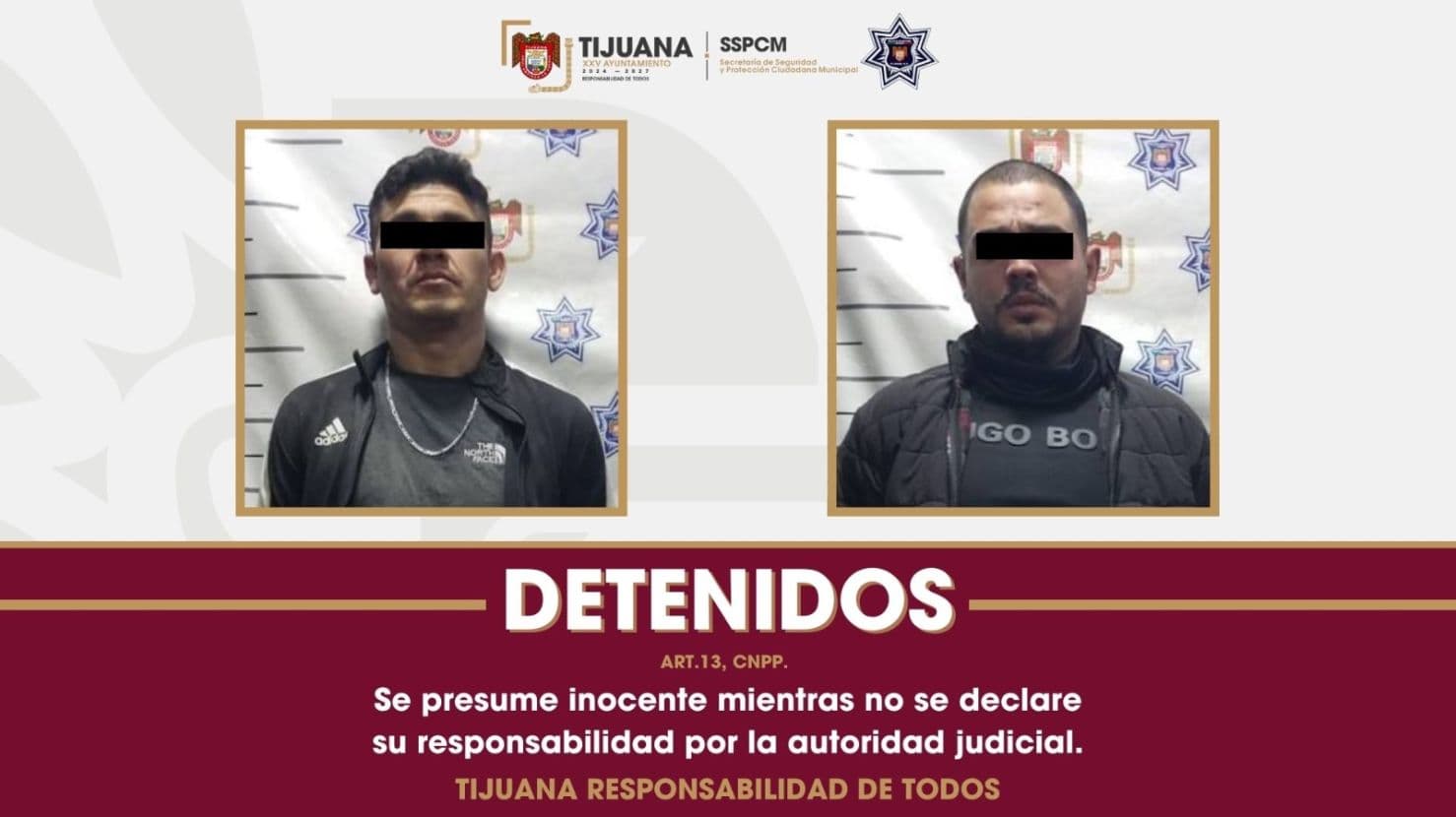 Los dos detenidos y el vehículo recuperado fueron puestos a disposición de la Fiscalía General del Estado para el seguimiento legal del caso.