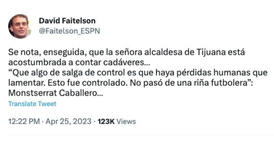 “Alcaldesa de Tijuana está acostumbrada a contar cadáveres”: David Faitelson. I FOTO: WEB