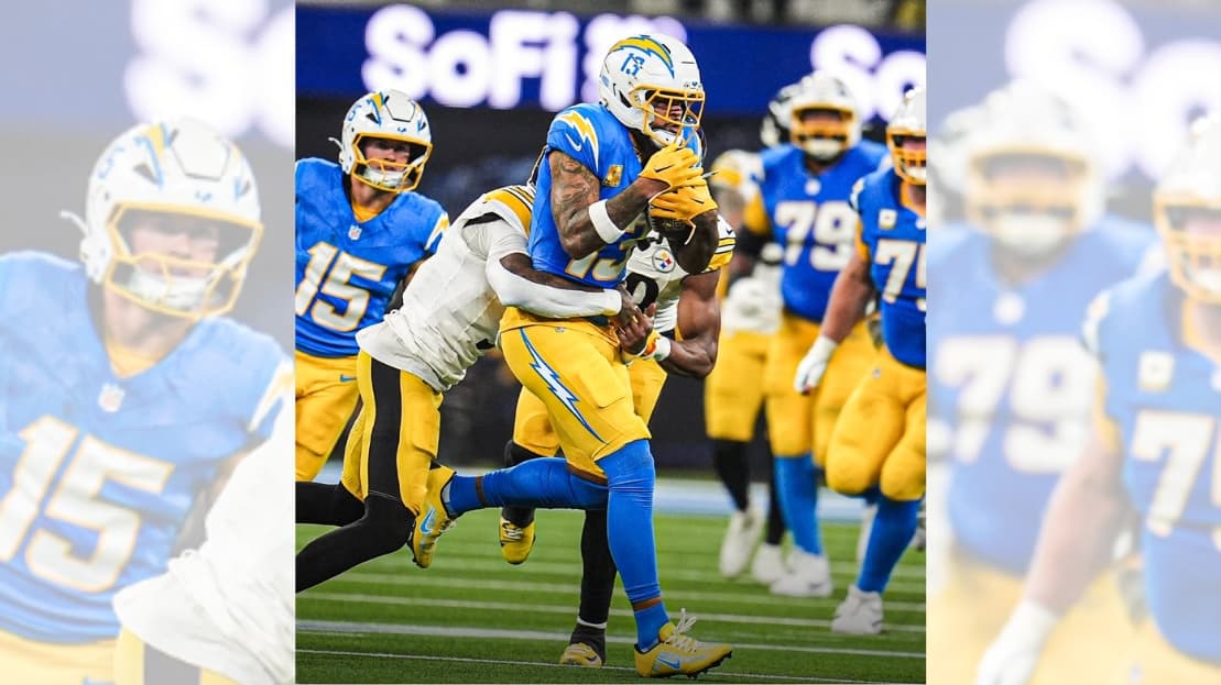 Keenan Allen celebra su récord histórico como el máximo receptor en la historia de los Chargers tras la victoria ante Pittsburgh.