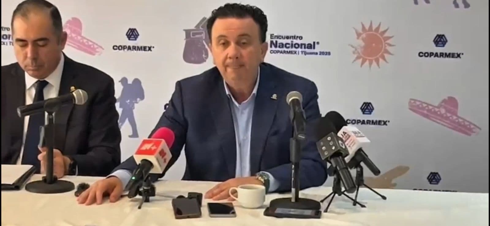 Juan José Sierra Álvarez, presidente nacional de Coparmex, durante su posicionamiento sobre la urgencia de aprobar la Ley General de Castigo a la Extorsión.. Foto: Baja News