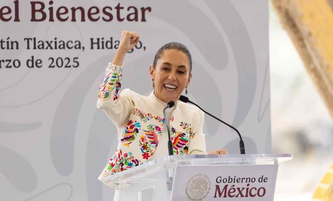 La presidenta Claudia Sheinbaum durante el arranque del Programa de Vivienda para el Bienestar en San Agustín Tlaxiaca, Hidalgo
