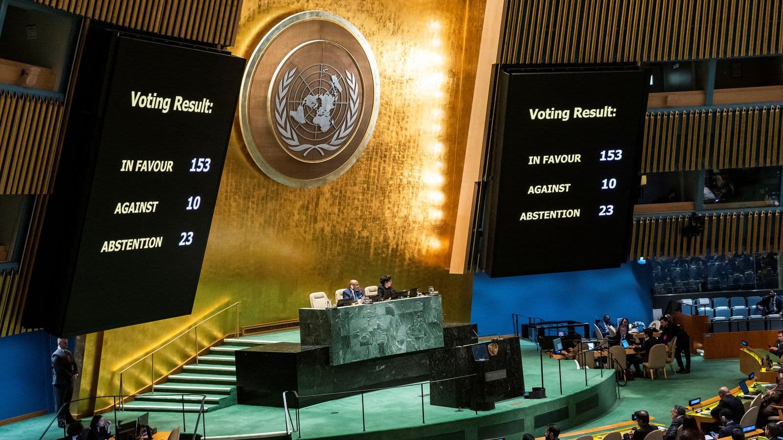 Conteo de votos para el alto al fuego en la Asamblea General de la ONU IFOTO: Web