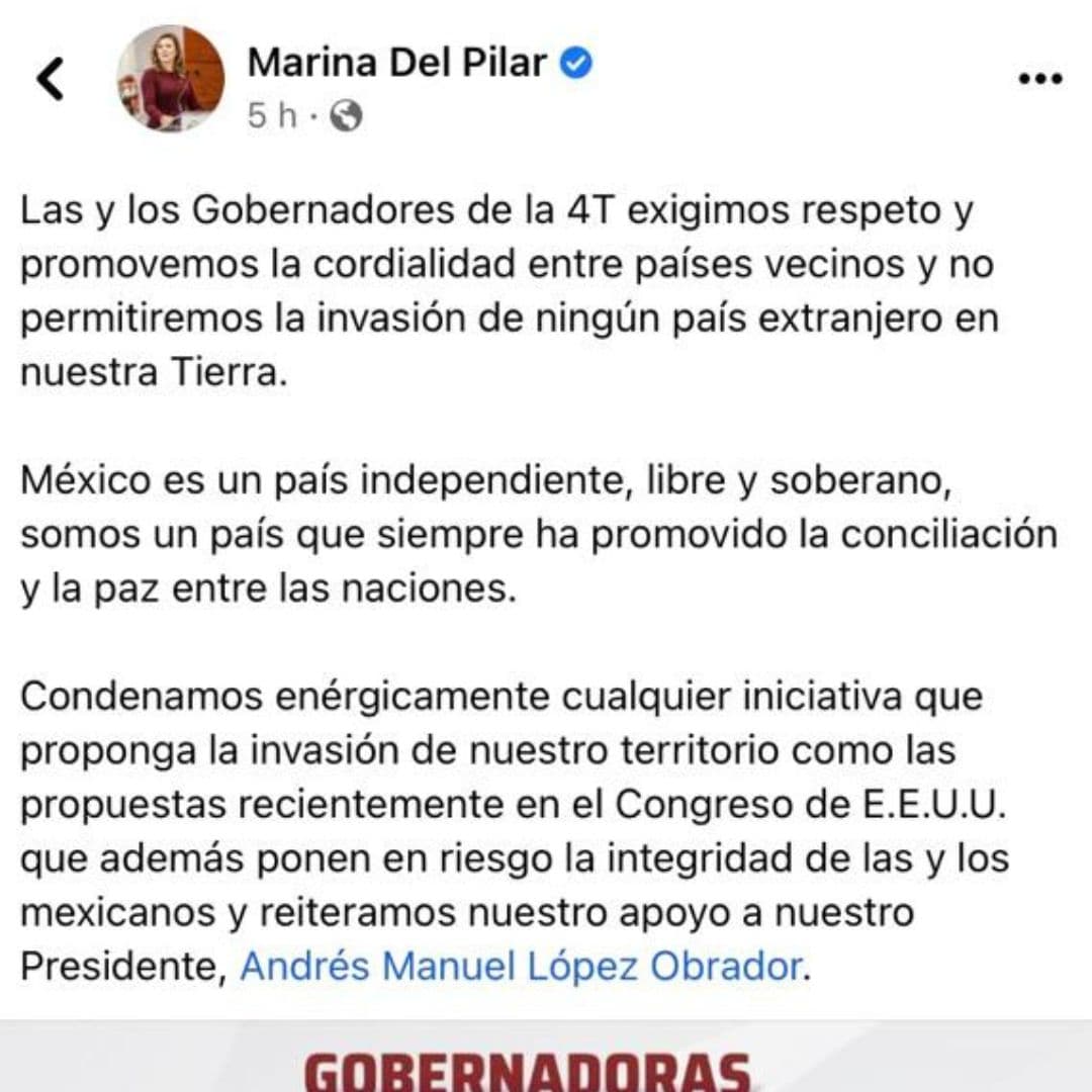 Marina del Pilar y los 22 gobernadores se unen frente a republicanos estadounidenses