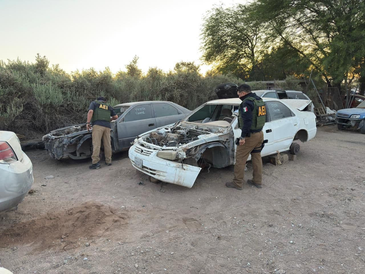 Autoridades estatales inspeccionaron yonkes y chatarreras en Mexicali; los operativos derivaron en el aseguramiento de vehículos robados y un predio.