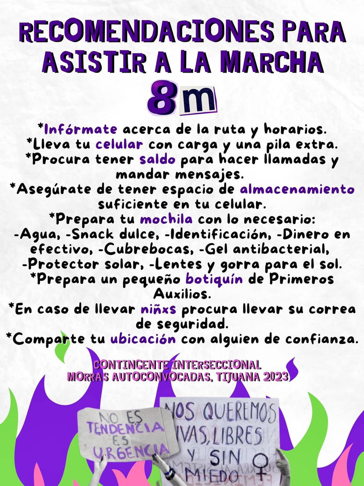 Recomendaciones para la marcha 8M