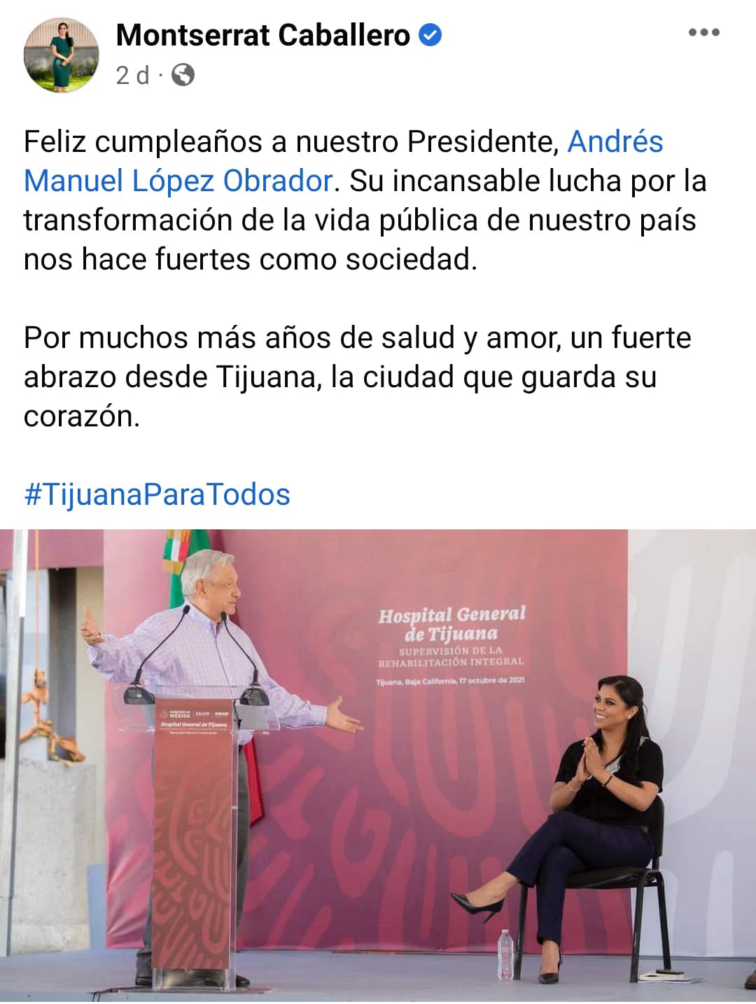 Quien también lo felicitó fue la Alcaldesa de Tijuana, Montserrat Caballero