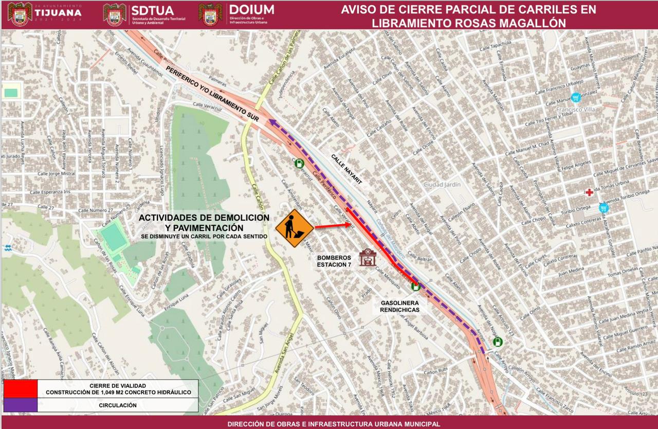 Anuncian cierre parcial del Blvd. Rosas Magallón