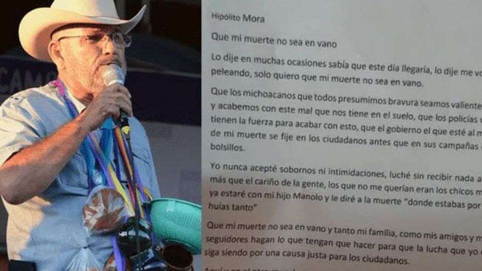 Revelan carta póstuma de Hipolito Mora