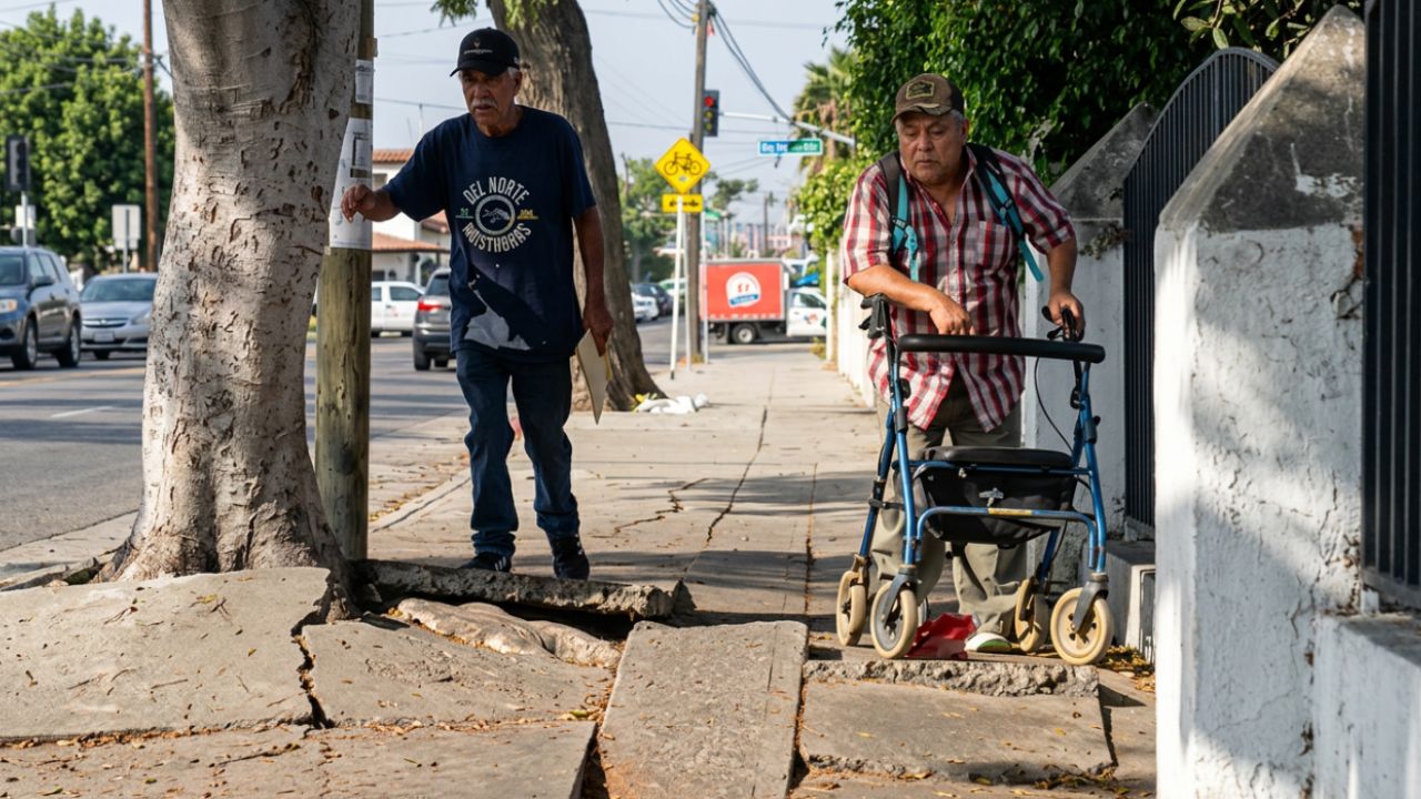 ENSENADA: Raíces levantan banquetas y complican paso de peatones en zona turística