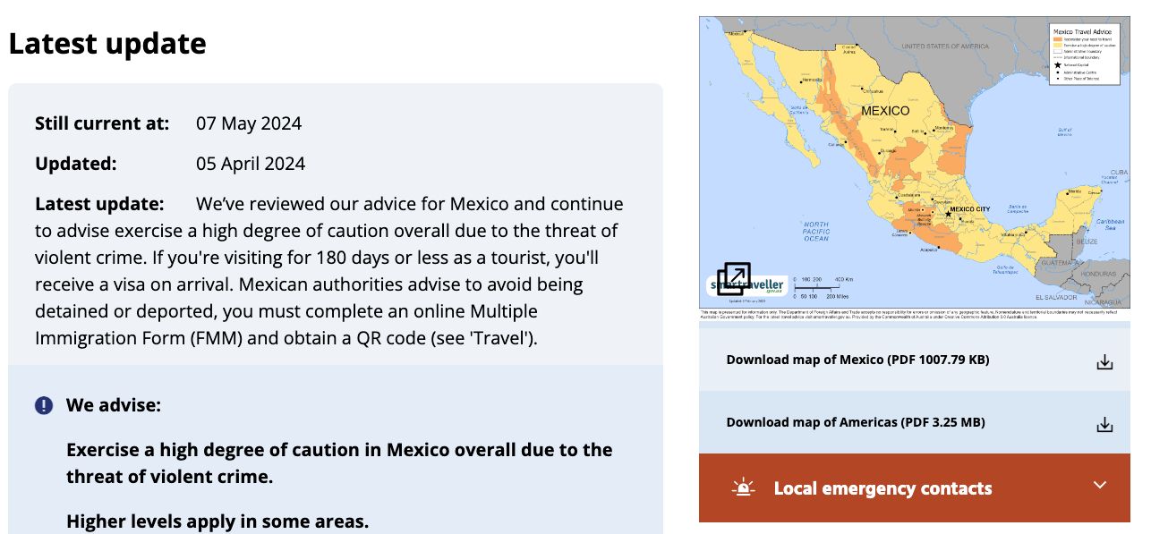 Había emitido Australia alerta de viaje para México desde el 5 de abril