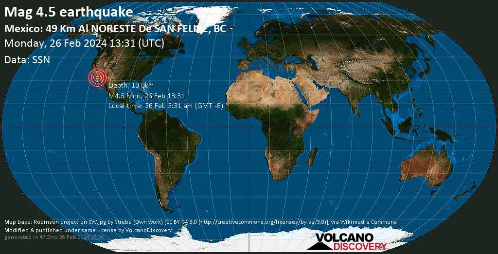 Sufre San Felipe sismo de 4,5