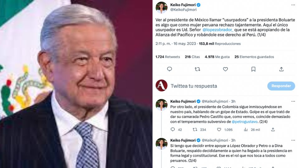 Llama “usurpador”, Keiko Fujimori a AMLO