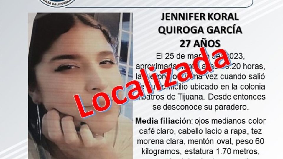 Localizan a Jennifer Koral Quiroga