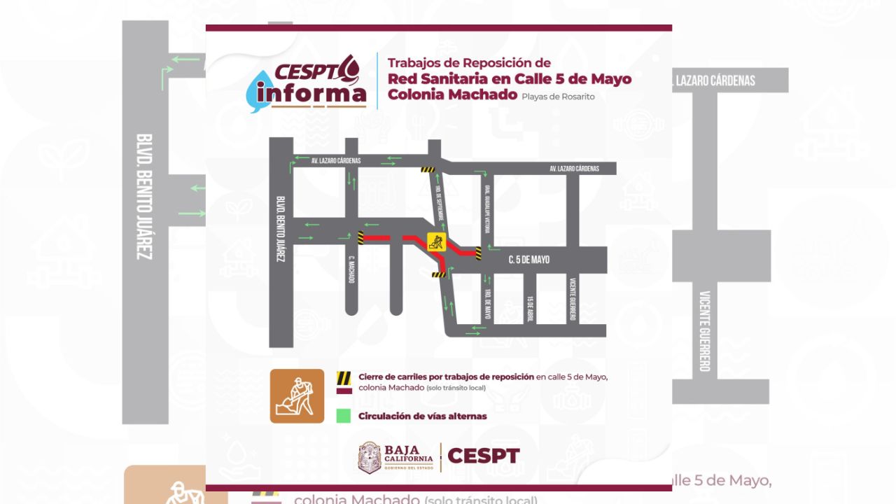 Anuncia CESPT ajustes de tráfico en Playas de Rosarito
