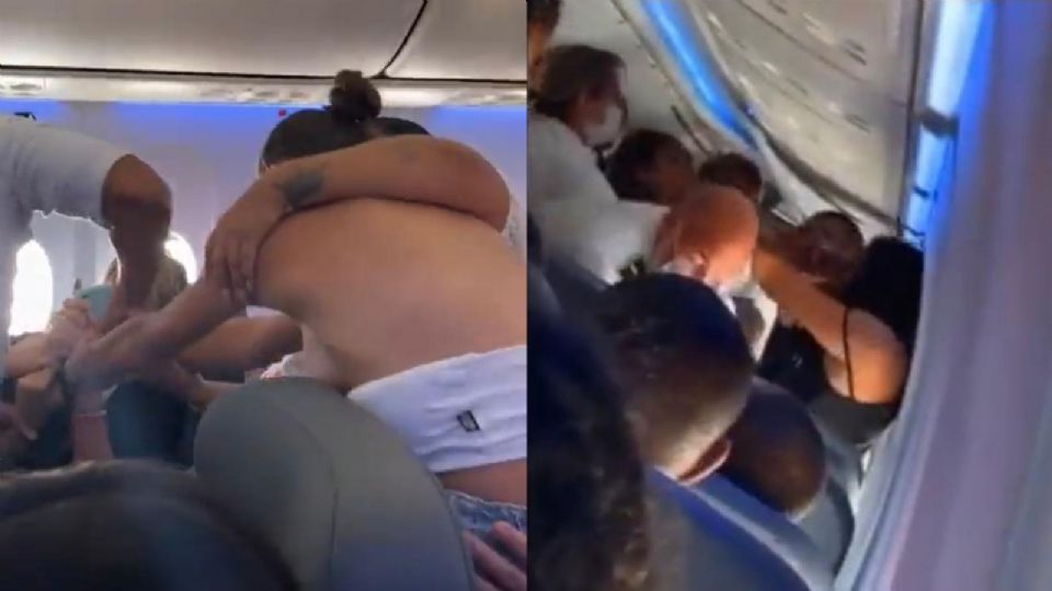 Las imágenes fueron difundidas a través de las redes sociales, y muestran a las mujeres soltando golpes y jalándose el cabello frente a los demás tripulantes.