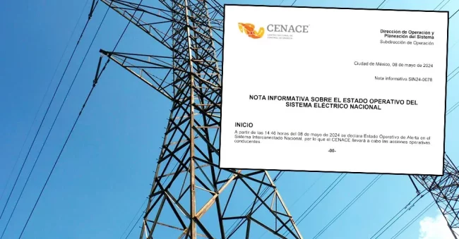 Declaran estado operativo de alerta en el sistema eléctrico de México