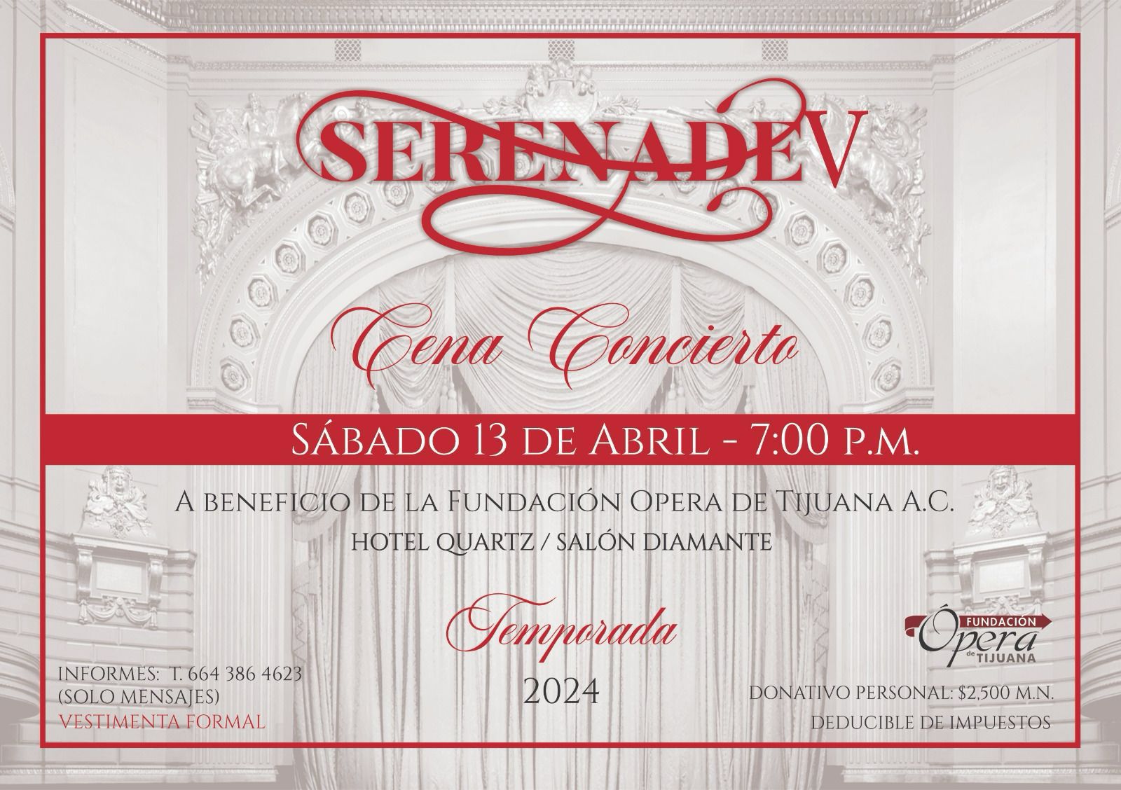 Cena Concierto Serena de V en apoyo a la Fundación Ópera de Tijuana