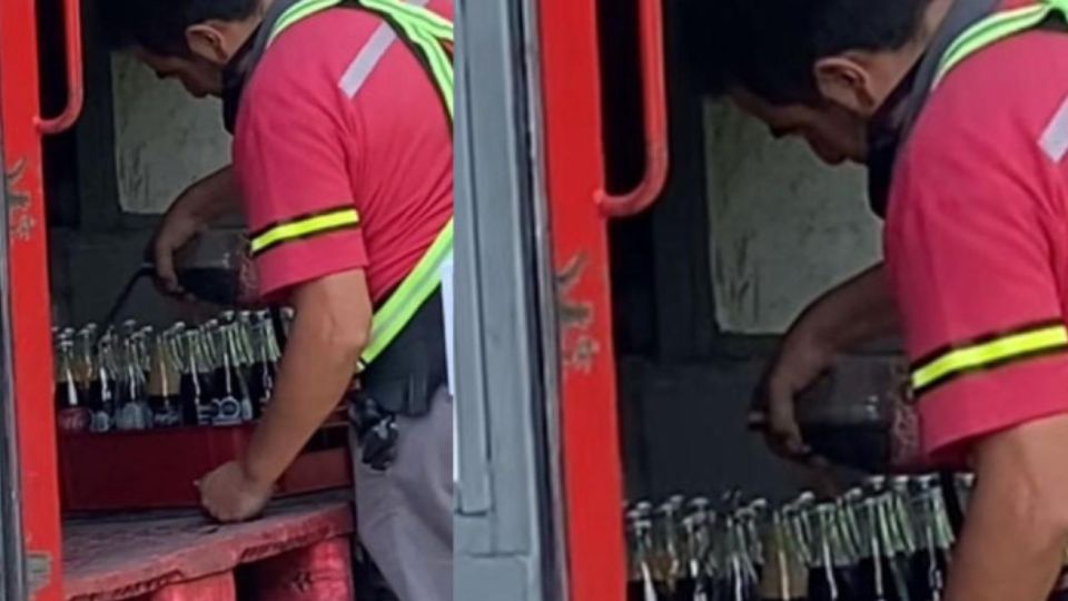 [VIDEO] Descubren a trabajador de Coca Cola rellenando las botellas