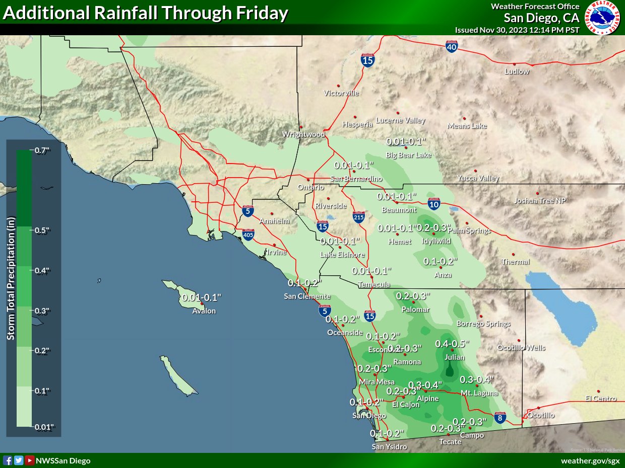 Frente frío podrá traer nevadas en San Diego