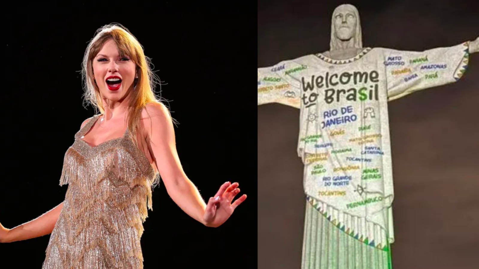 Reciben a Taylor Swift en brasil adornando al Cristo Redentor