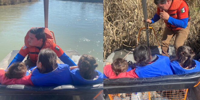 Rescata Grupo Beta 3 niñas varadas en islote del Río Bravo