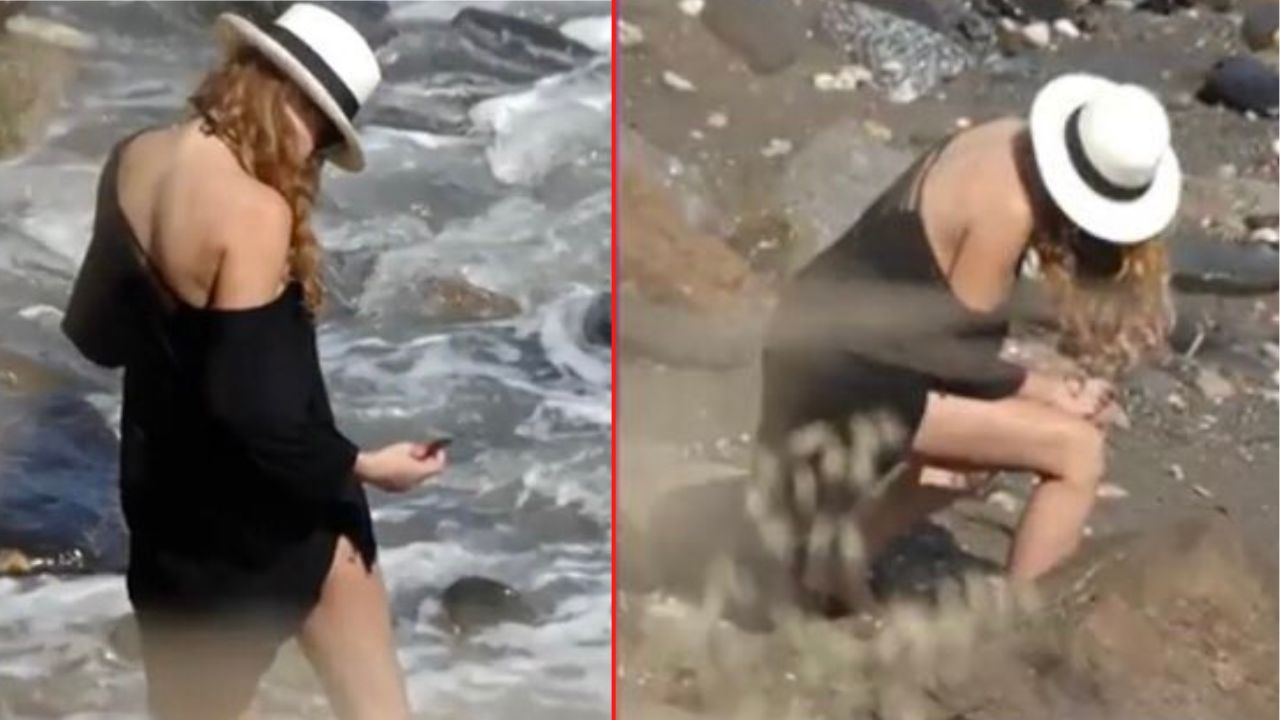 [VÍDEO] Exhiben Paulina Rubio haciendo del baño en la playa