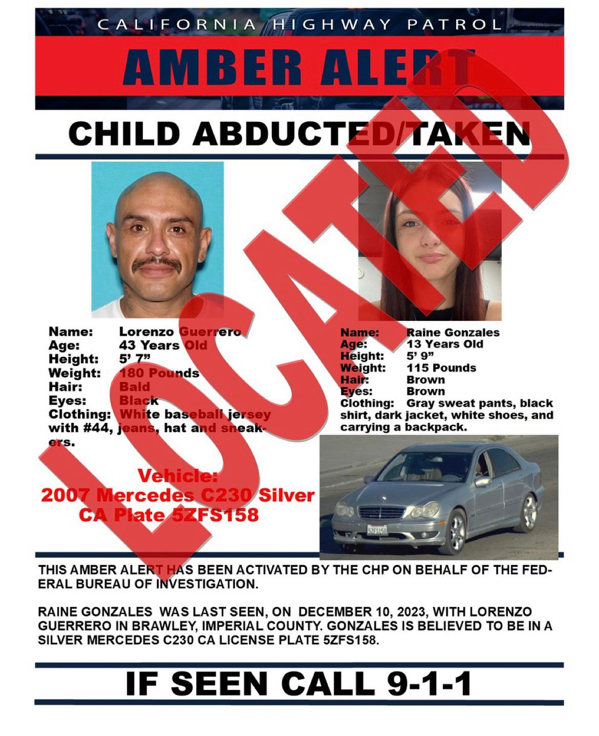 Canceled Amber Alert in California