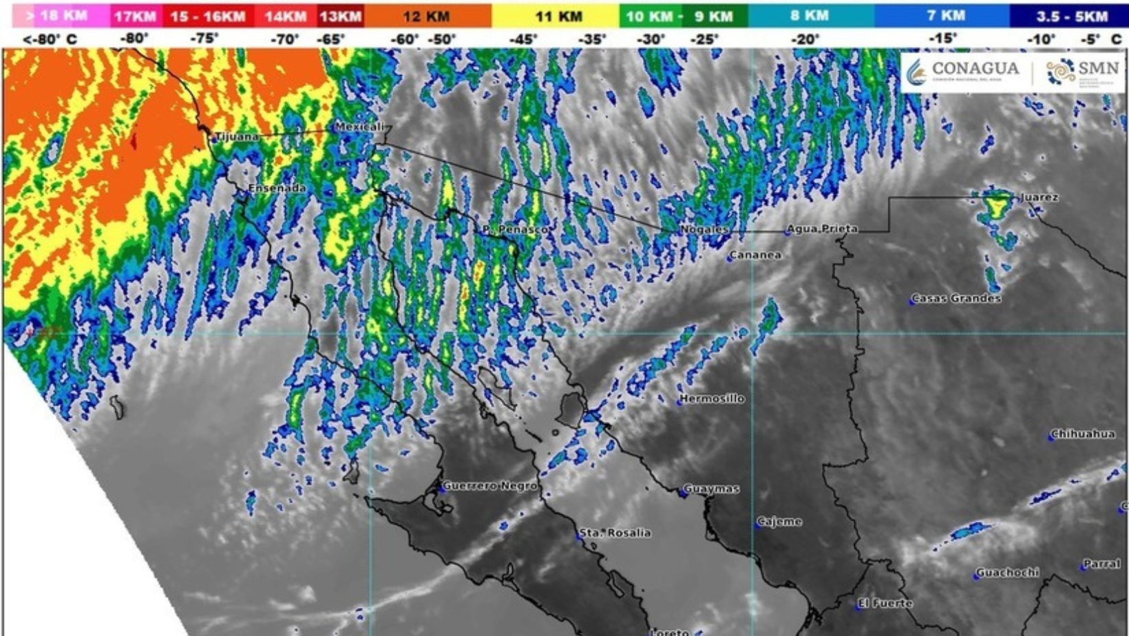 Alerta Protección Civil por llegada de lluvias y bajas temperaturas a BC