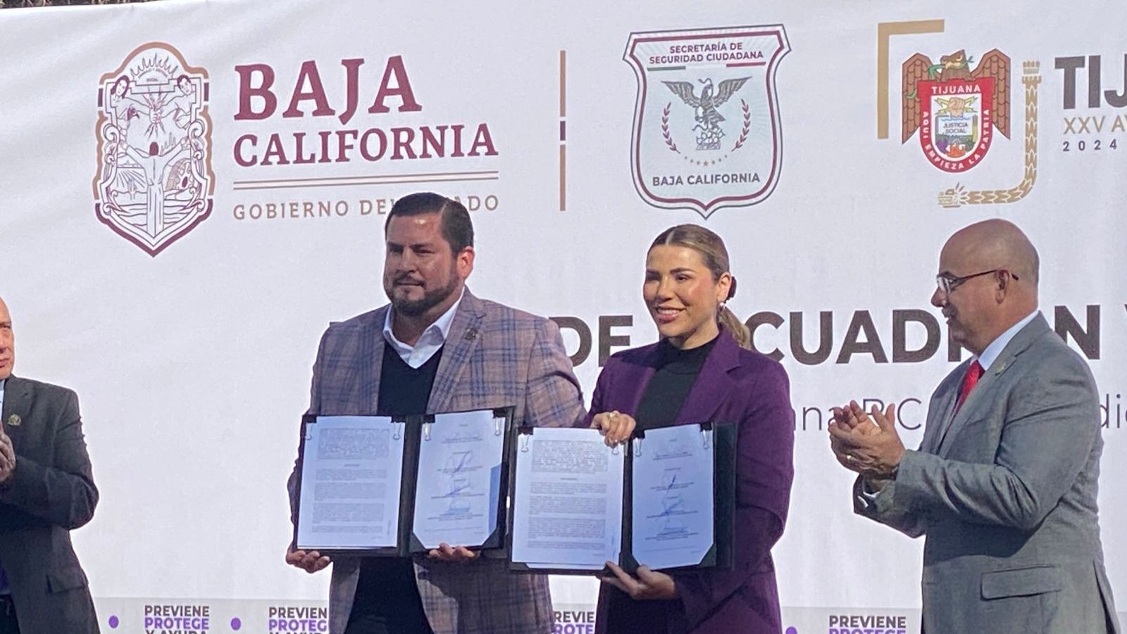 Presentan gobernadora Marina del Pilar y alcalde Ismael Burgueño Escuadrón Violeta en Tijuana