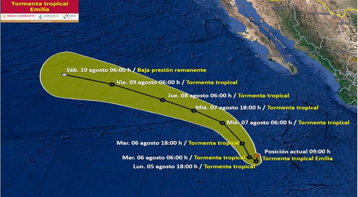 No afectará tormenta tropical Emilia a Cabo San Lucas