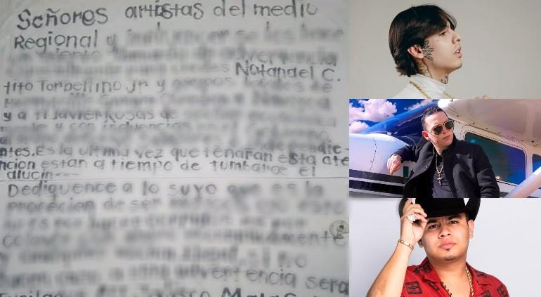 Amenazan a Natanael Cano e influencers de Sonora: Los Matasalas advierten con narcomanta