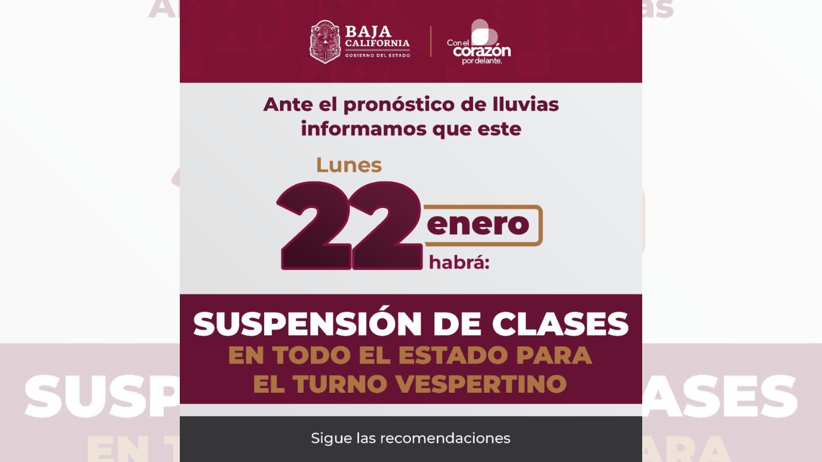 ¡Por fin suspenden clases en todo el estado!