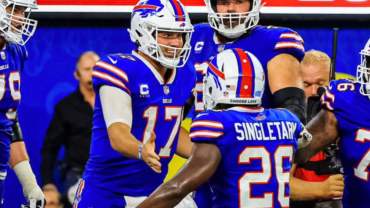 Josh Allen inició con el pie derecho su camino al MVP, al cual está pronosticado esta temporada en la NFL. (Foto: Twitter @BuffaloBills)