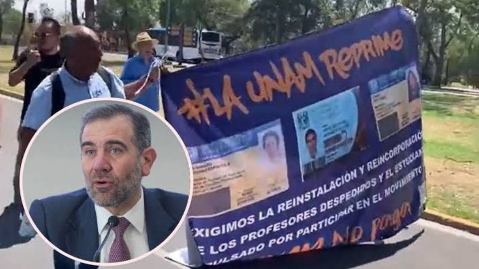 Académicos de la UNAM se manifiestan ante la llegada de Córdova. I FOTO: WEB