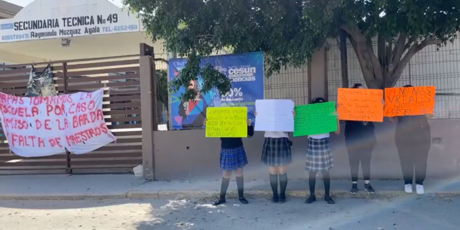 Protesta en la Secundaria 49 en septiembre del año pasado IFOTO: Cortesía