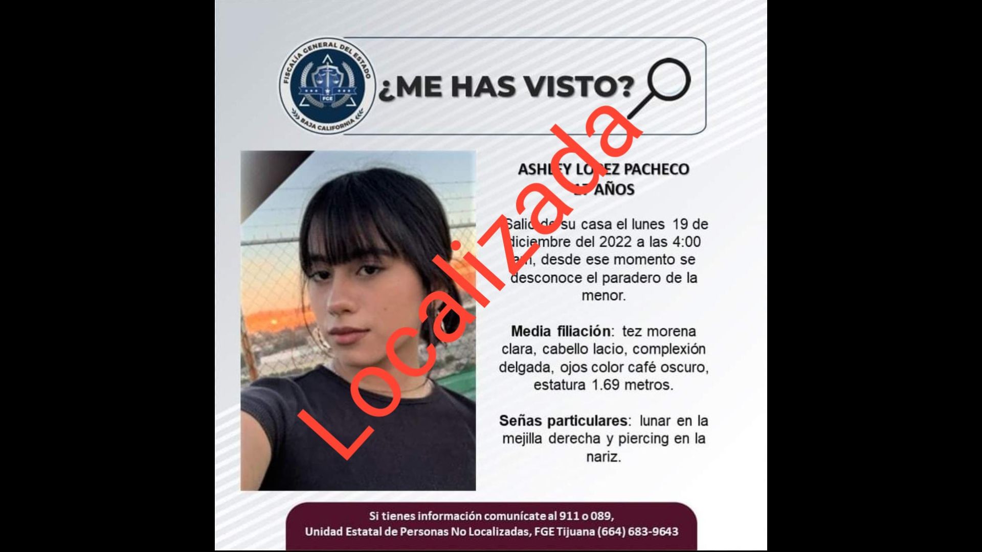 Localizan a joven desaparecida en Tijuana