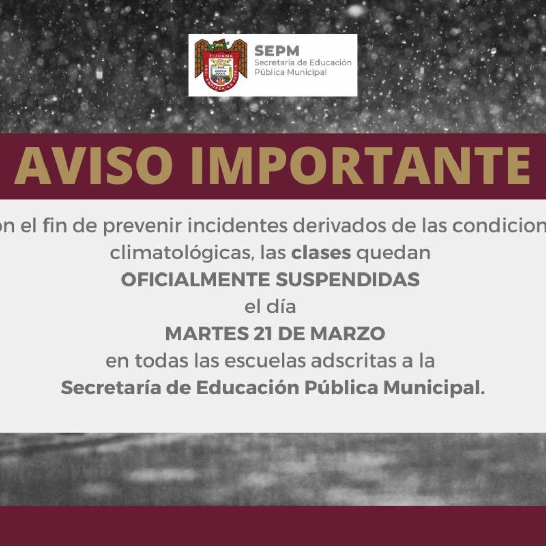 Se suspenden clases en escuelas municipales