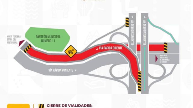 Cierran vialidad hacia la Tercera Etapa del Río Tijuana por obras de CESPT