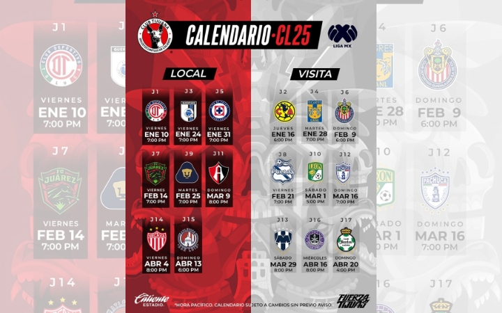 ¡VÁMOS A LOS XOLOS! Este es el calendario del CL25