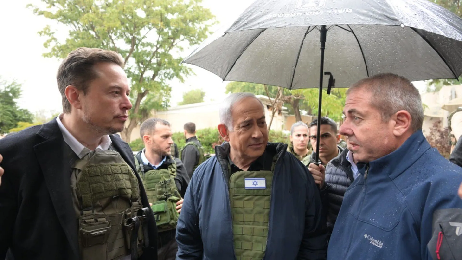 Reunión en Kfar Aza Kibbutz entre Elon Musk y el Primer Ministro israelí, Benjamin Netanyahu IFOTO: Publicada por el departamento de prensa del Gobierno de Israel.