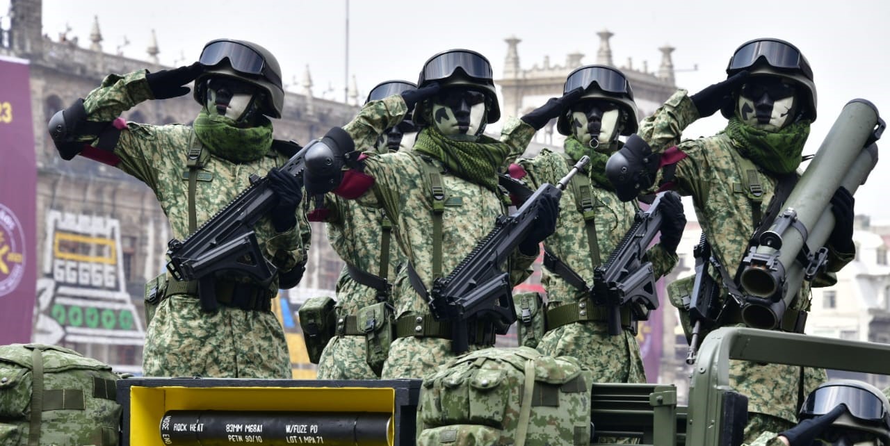 Elementos del ejército durante el Desfile Cívico Militar del 2023 IFOTO: Publicada por el Gobierno de México