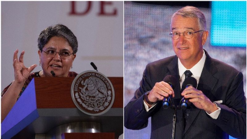 Raquel Buenrostro, jefa del Servicio de Administración Tributaria, y Ricardo Salinas Pliego. Foto: Miguel Dimayuga