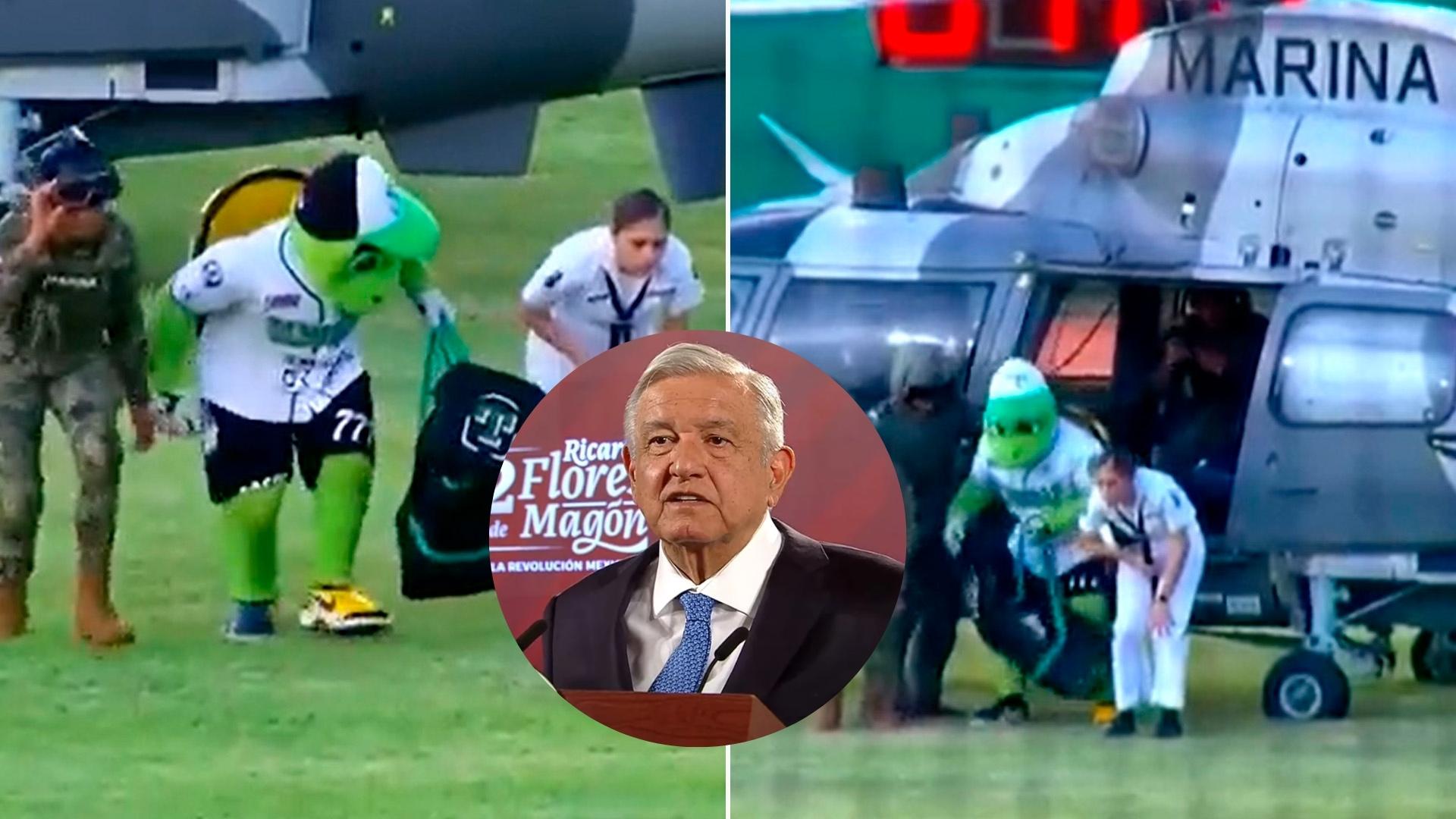 AMLO en contra del uso de helicóptero en partido de béisbol .