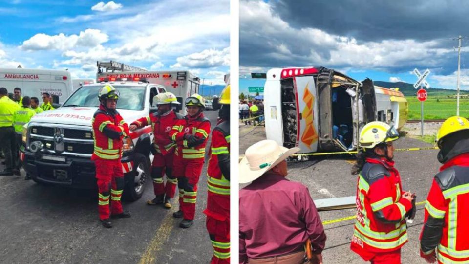 Intenta autobús ganar el paso a tren y se impactan