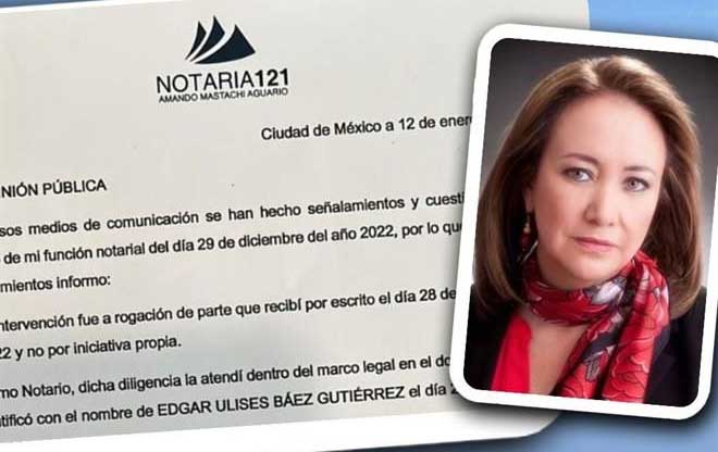 “Mi participación se limitó única y exclusivamente a dar fe de puesta de su firma y reconocimiento del contenido de un documento que él me exhibió en ese momento, por lo que yo como Notario no avalo el contenido de dicho documento”., señaló el notario en 