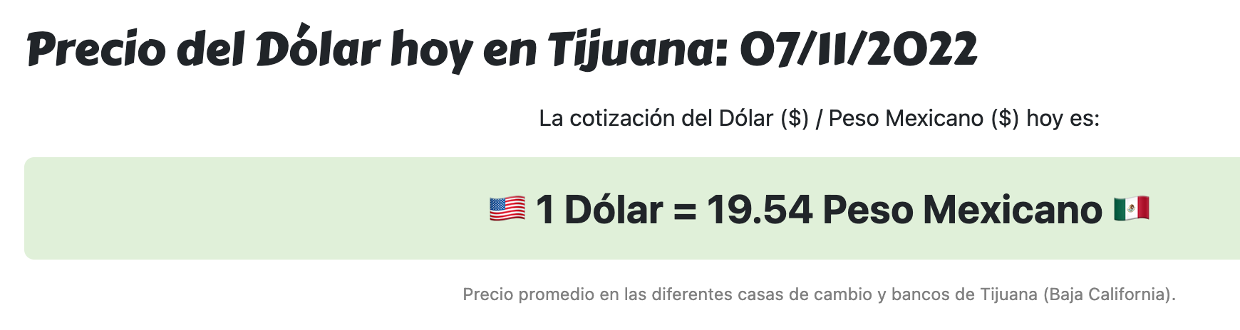 Tipo de cambio en Tijuana