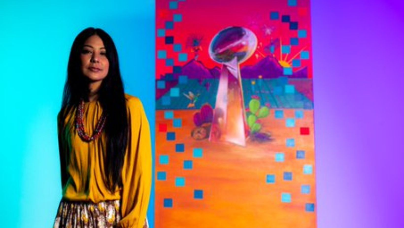 Artista chicana y aborigen diseña boleto del Super Bowl 2023