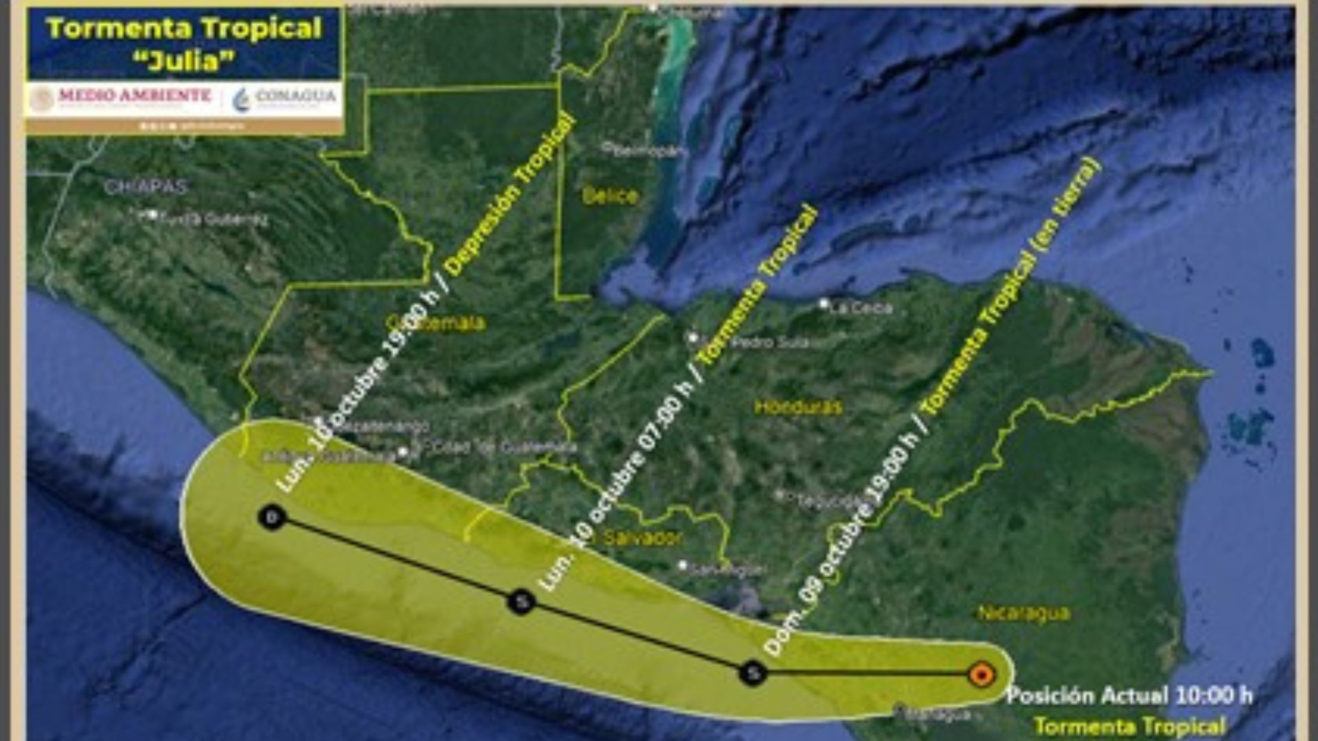 “Julia” golpea Nicaragua y se degrada a tormenta tropical